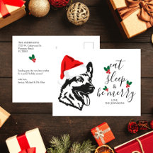 Funny German Shepherd Santa Hat Script Christmas