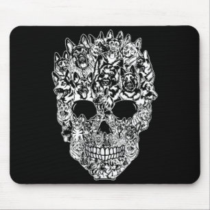 Funny German Shepherd Skull Dog Skeleton Halloween Mouse Mat