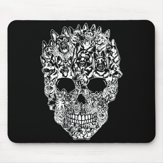 Funny German Shepherd Skull Dog Skeleton Halloween Mouse Mat (Front)