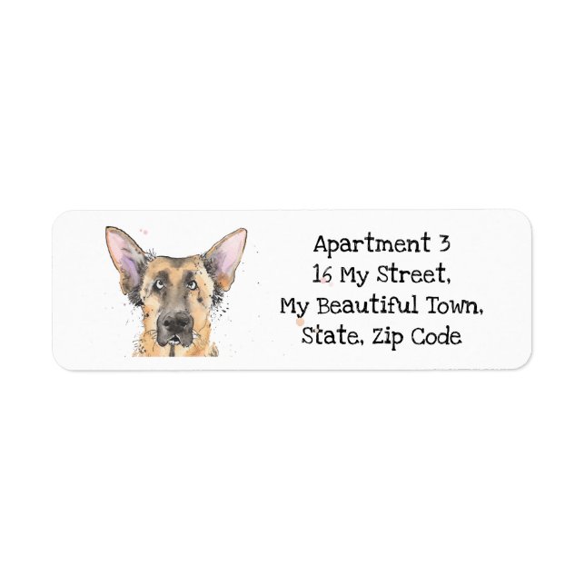 Funny German Shepherd speckle watercolor dog Label (Front)