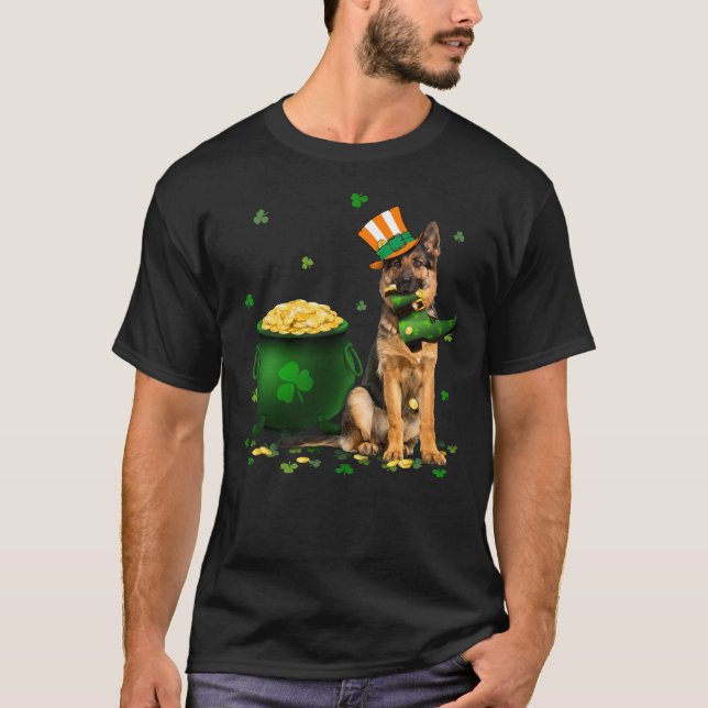 Funny German Shepherd St Patricks Day Irish Lucky  T-Shirt (Front)