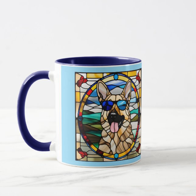 Funny German Shepherd Stained Glass Coffee Mug (Left)