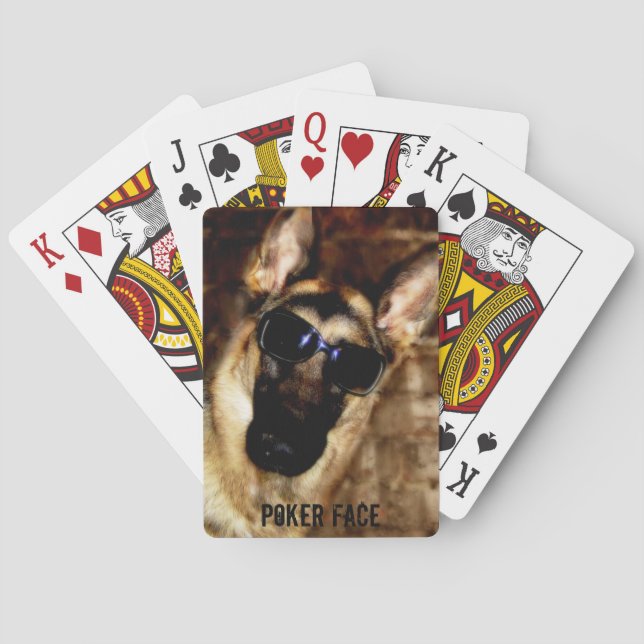 Funny German Shepherd Wearing Sunglasses Photo Playing Cards (Back)