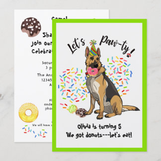 Funny German Sherherd Birthday Party Invite