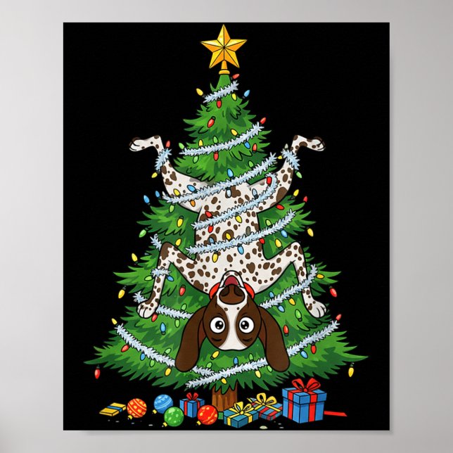 Funny German Shorthaired Inter Dog Christmas Tree  Poster (Front)