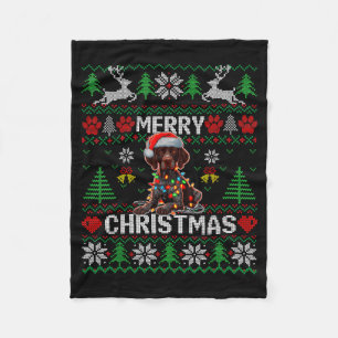 Funny German Shorthaired Inter Dog Ugly Xmas Sweat Fleece Blanket