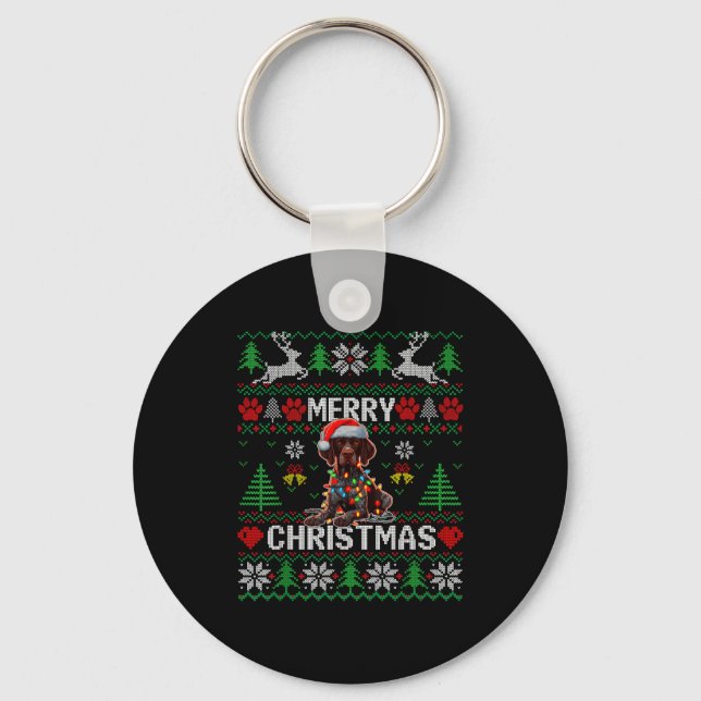 Funny German Shorthaired Inter Dog Ugly Xmas Sweat Key Ring (Front)