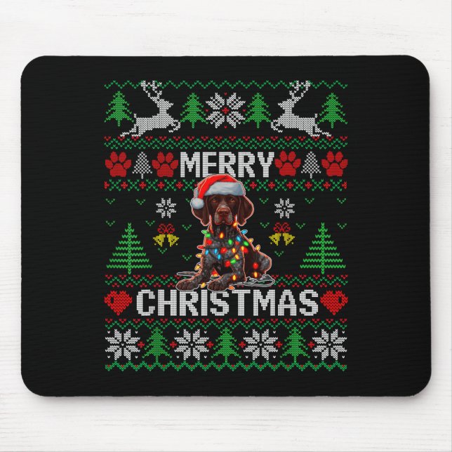 Funny German Shorthaired Inter Dog Ugly Xmas Sweat Mouse Mat (Front)