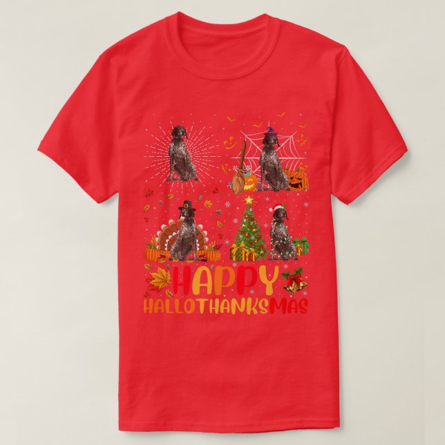 Funny German Shorthaired Pointer Dog Happy Halloth T-Shirt (Design Front)