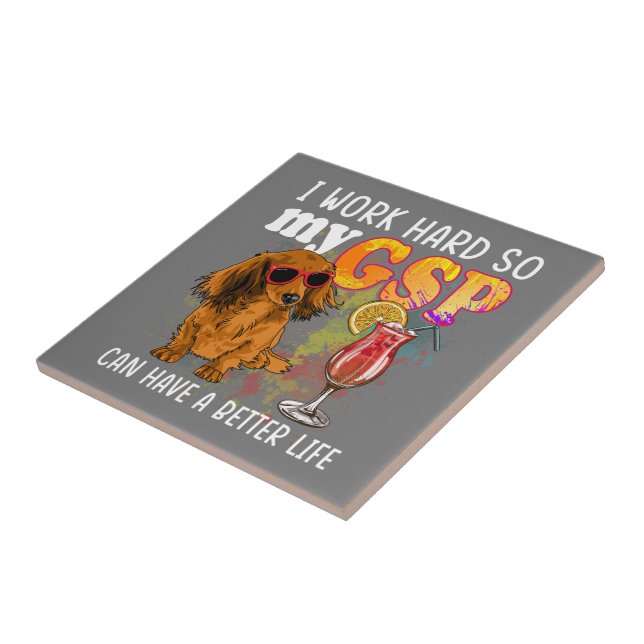 Funny German Shorthaired Pointer Gifts GSP Lover Tile (Side)