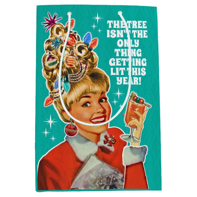 Funny Get Lit Girl Christmas Gift Bag - Medium bag (Front)