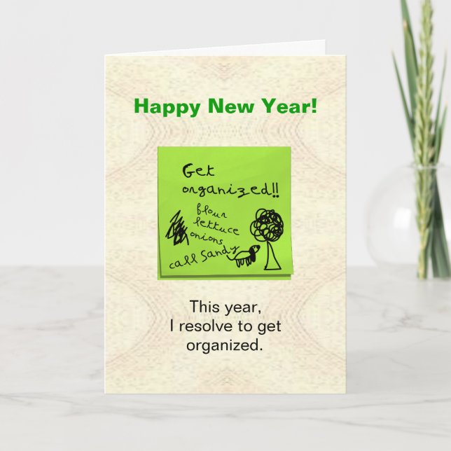Funny Get Organised Resolution New Years Card (Front)