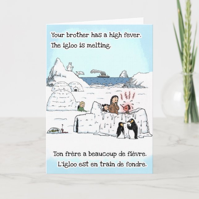 Funny Get Well Card for Kids - English French (Front)