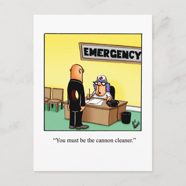 Funny Get Well Postcard "Cannon Cleaner" (Front)