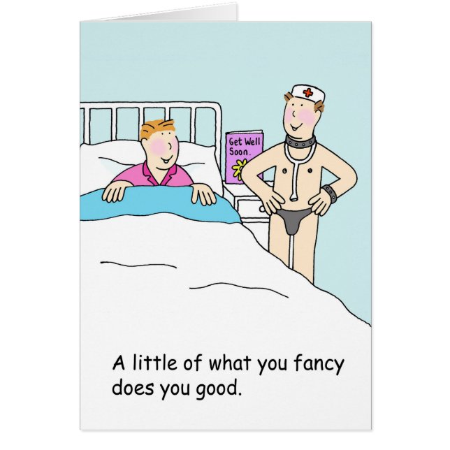 Funny Get Well Soon Cartoon Nurse and Patient (Front)