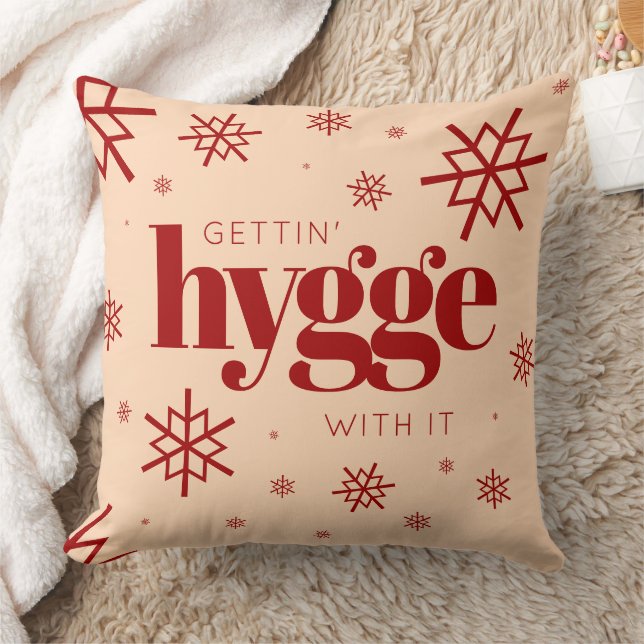 Funny Getting Hygge with It Christmas Snowflakes Cushion (Blanket)