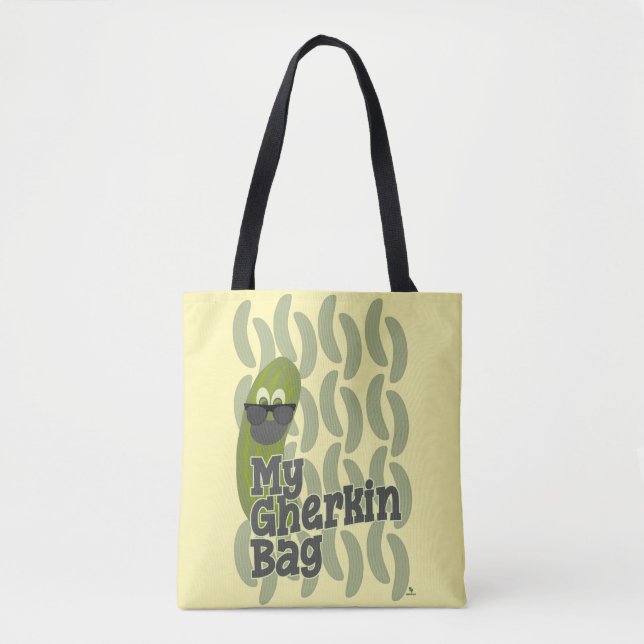 Funny Gherkin Fashion Parody Design Tote Bag (Front)