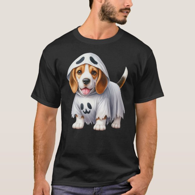 Funny Ghost Beagle Dog Lover Halloween Costume T-Shirt (Front)