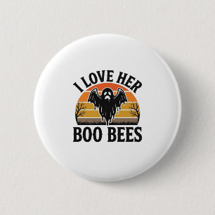 Funny Ghost Bee Pun Vintage Halloween T-Shirt Desi 6 Cm Round Badge