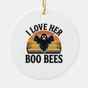 Funny Ghost Bee Pun Vintage Halloween T-Shirt Desi Ceramic Tree Decoration