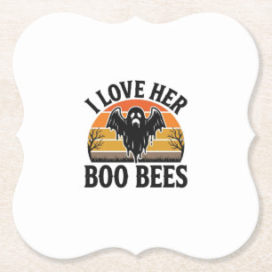 Funny Ghost Bee Pun Vintage Halloween T-Shirt Desi Paper Coaster
