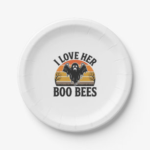 Funny Ghost Bee Pun Vintage Halloween T-Shirt Desi Paper Plate