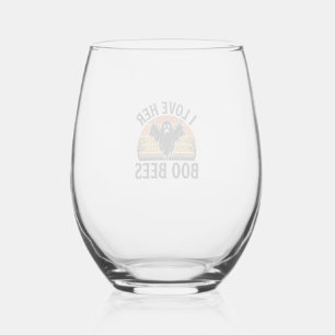 Funny Ghost Bee Pun Vintage Halloween T-Shirt Desi Stemless Wine Glass