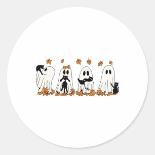 Funny Ghost Black Cat Fall Halloween Thanksgiving Classic Round Sticker