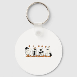 Funny Ghost Black Cat Fall Halloween Thanksgiving Key Ring