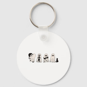 Funny Ghost Black Cat Spooky Season Trick Or Treat Key Ring