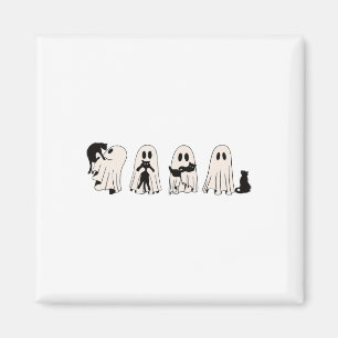 Funny Ghost Black Cat Spooky Season Trick Or Treat Magnet