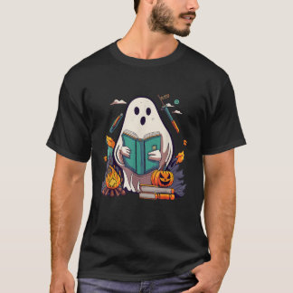 Funny Ghost Book Reading Camping For Teachers In H T-Shirt