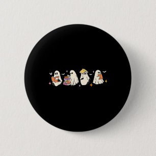 Funny Ghost Book Reading Halloween Books Lover Kid 6 Cm Round Badge