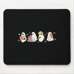 Funny Ghost Book Reading Halloween Books Lover Kid Mouse Mat