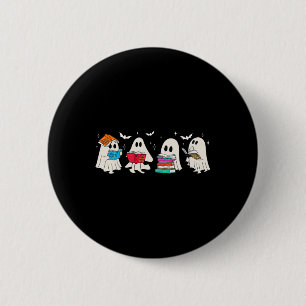 Funny Ghost Book Reading Halloween Books Lover Tea 6 Cm Round Badge