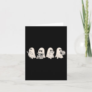 Funny Ghost Book Reading Halloween Books Lover Tea Card