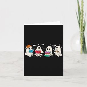 Funny Ghost Book Reading Halloween Books Lover Tea Card