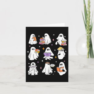 Funny Ghost Book Reading Halloween Books Lover Tea Card