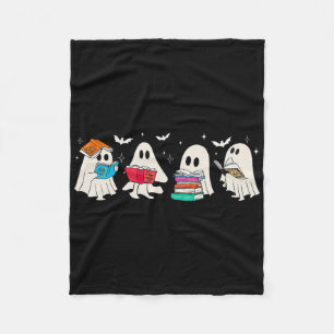Funny Ghost Book Reading Halloween Books Lover Tea Fleece Blanket