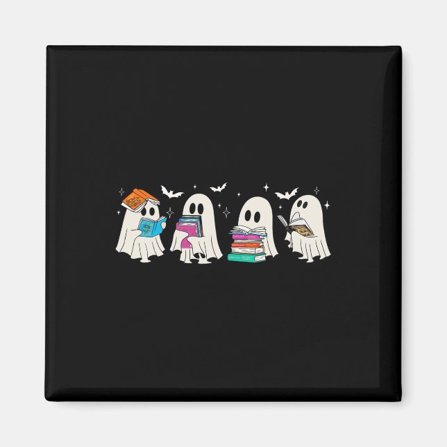 Funny Ghost Book Reading Halloween Books Lover Tea Magnet (Front)