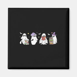 Funny Ghost Book Reading Halloween Books Lover Tea Magnet