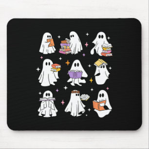 Funny Ghost Book Reading Halloween Books Lover Tea Mouse Mat