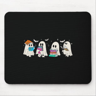 Funny Ghost Book Reading Halloween Books Lover Tea Mouse Mat