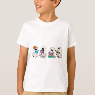 Funny Ghost Book Reading Halloween Books Lover Tea T-Shirt
