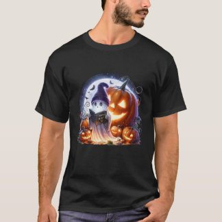 Funny Ghost Book Reading Halloween Books Lover Tea T-Shirt