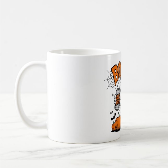 Funny Ghost "Boosch" Halloween Design Coffee Mug (Left)