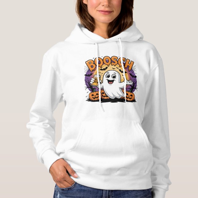 Funny Ghost "Boosch" Halloween Design Hoodie (Front)