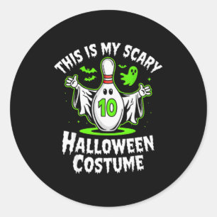 Funny Ghost Bowling League Team Halloween Humor De Classic Round Sticker