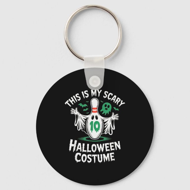 Funny Ghost Bowling League Team Halloween Humor Te Key Ring (Front)