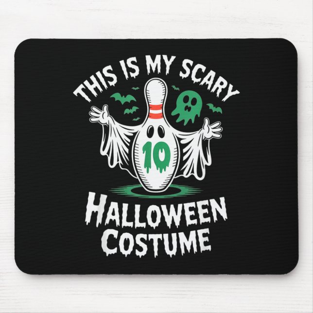Funny Ghost Bowling League Team Halloween Humor Te Mouse Mat (Front)